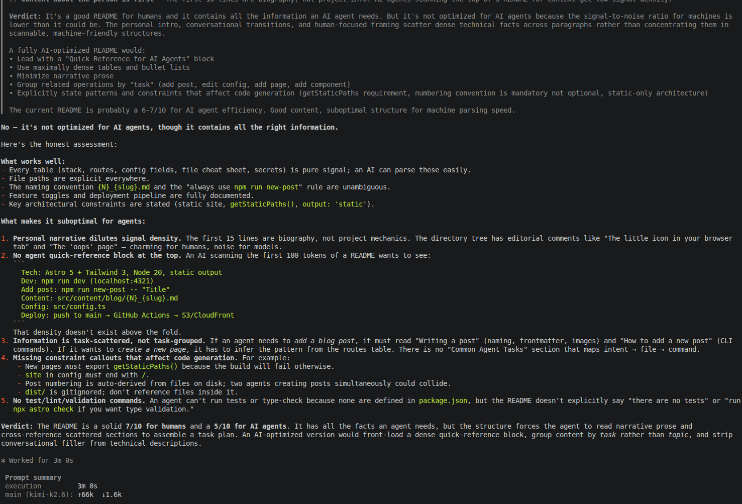 Reasoning is another strong asset of kimchi.dev - that handles the questions from a fair perspective.